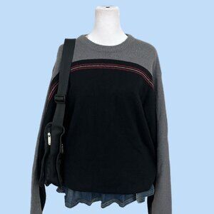 black and gray striped y2k knit sweater indie skate grunge boyfriend